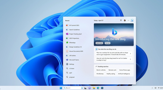 Mise à jour de Windows 11 : Bing AI intègre la barre des tâches